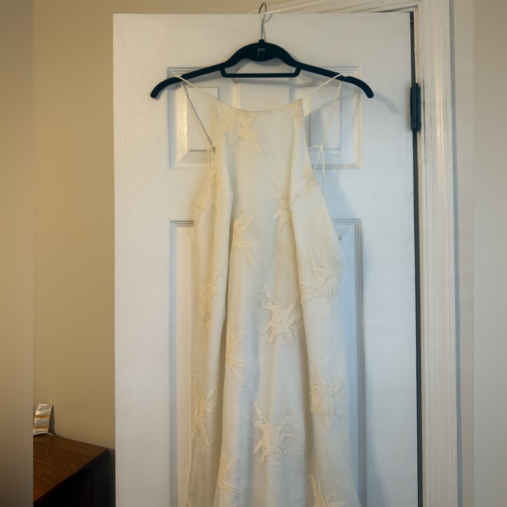 Halter Neck Floral White Dress